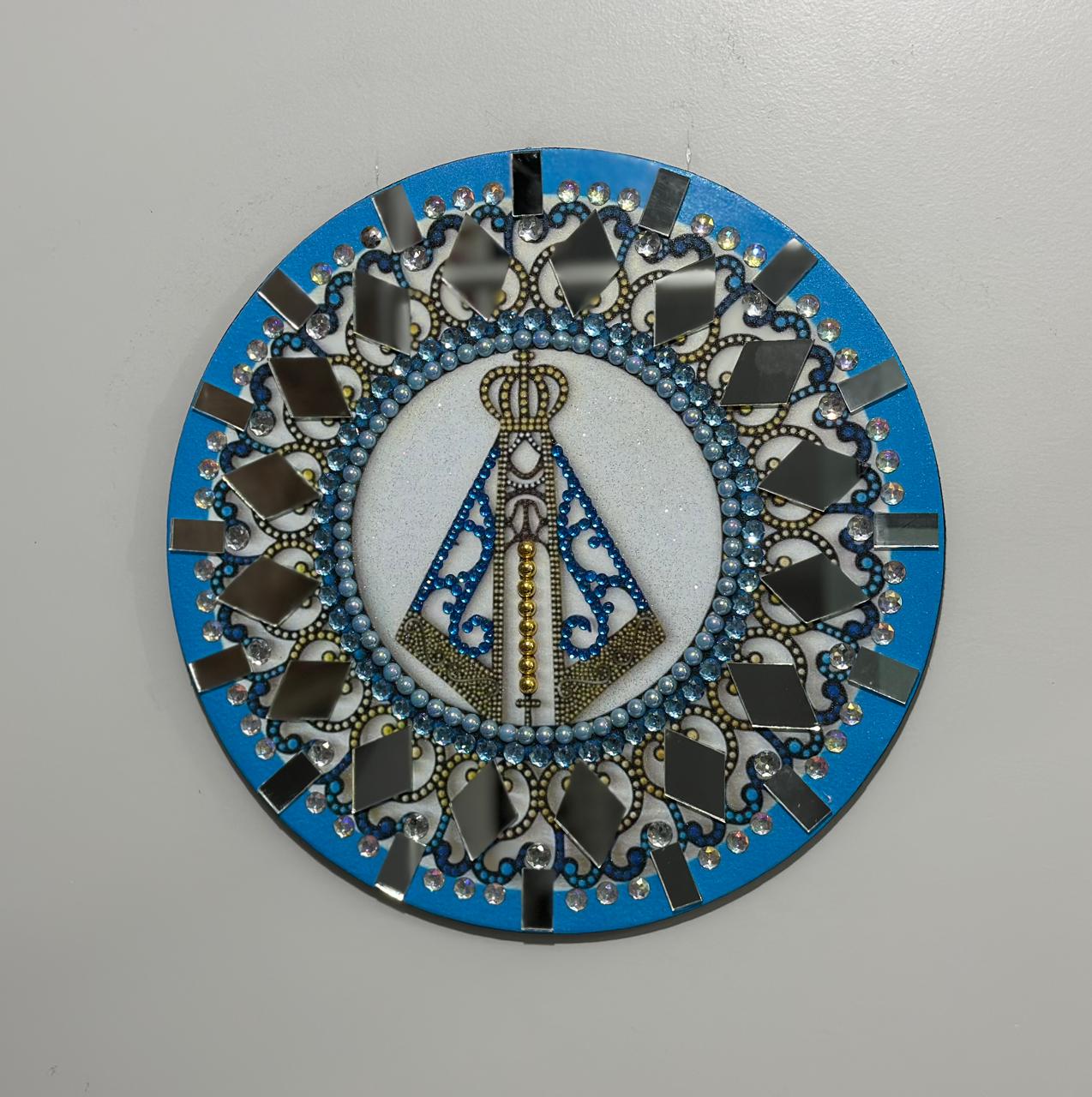 Mandala Nossa Senhora Aparecida com Strass e Espelhos 40 cm