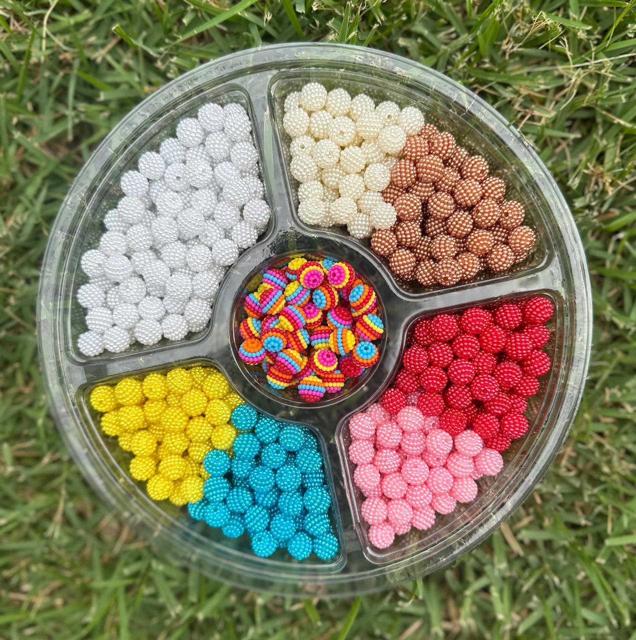 Perola Craquelada 10mm 650 unid Kit 8 Cores 220 gr + Estojo/tampa