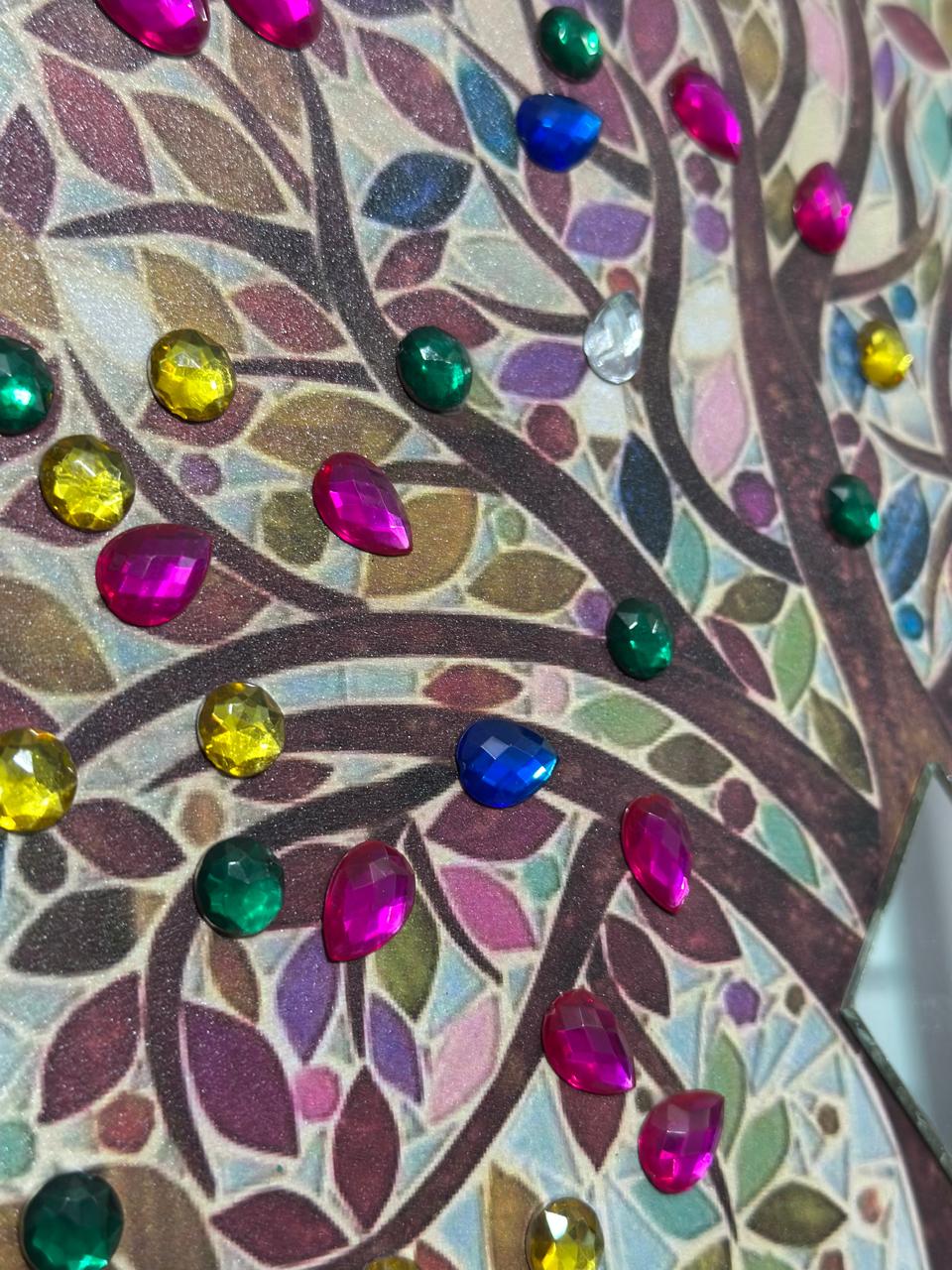 Mandala Arvore Da Vida C/ Strass E Espelhos 40 Cm