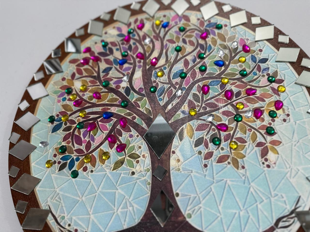 Mandala Arvore Da Vida C/ Strass E Espelhos 40 Cm