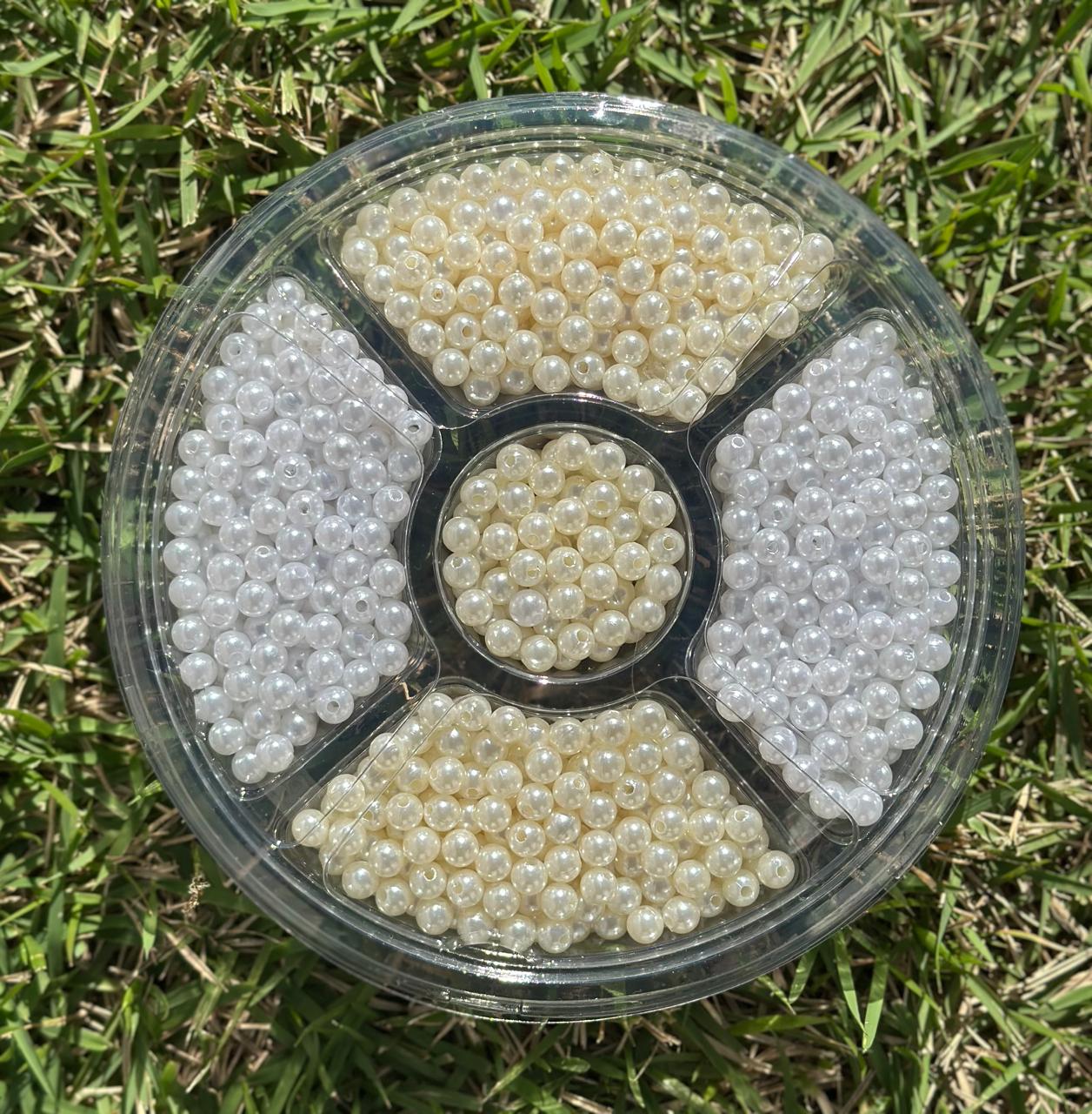 Perolas Abs 8mm 1200 und Premium C/furos + Estojo/tampa 300 gr