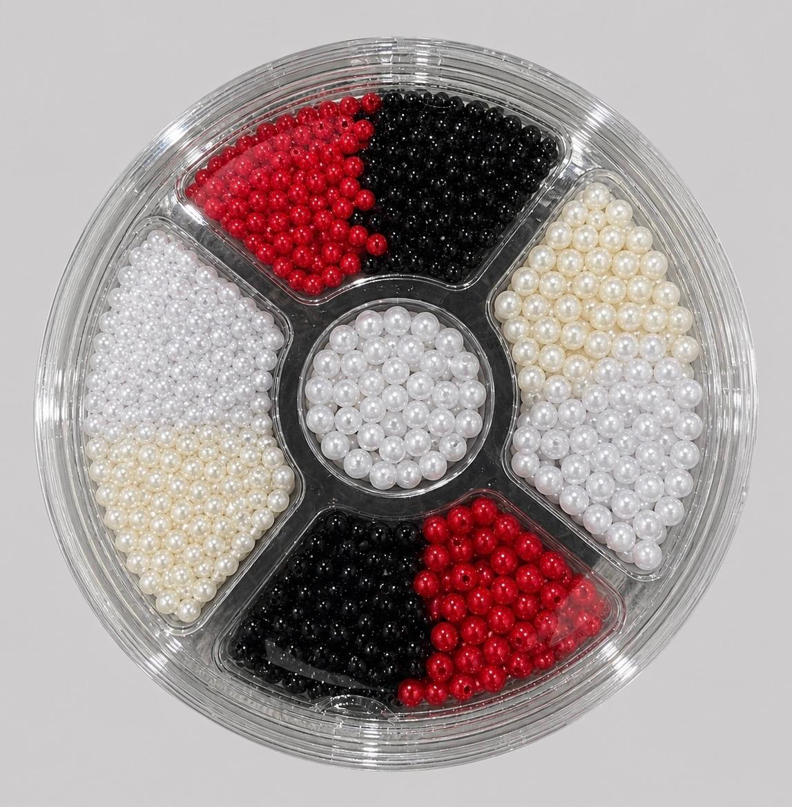 Perolas Abs 6mm e 8mm Mix 2000 und C/furos + Estojo/tampa 300 gr Premium