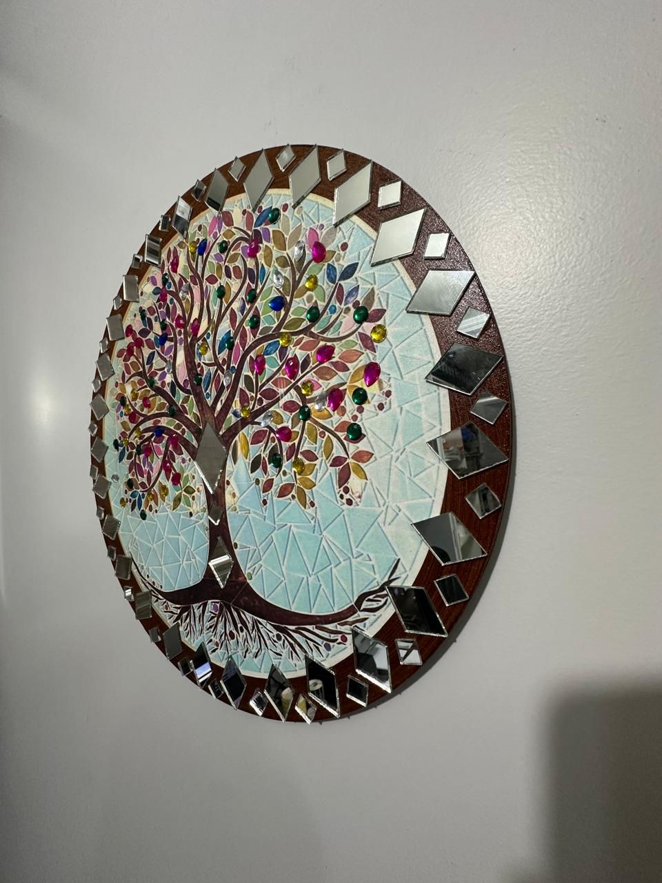 Mandala Arvore Da Vida C/ Strass E Espelhos 40 Cm